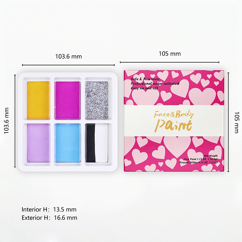 6 Colors Water-based Face Body Paint Palette Non Toxic Makeup Palette ...
