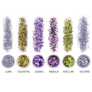 Star Moon Cosmetic Holographic Chunky Glitter For Body Face Hair Make Up Nail Art