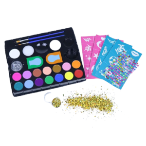 16 colors Face Body Paint Kit with Glitters Stencils Face Painting Set for Children DIY