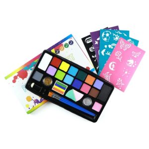 Water Based Professional 16 Colors Face Painting Set Rainbow Split Face Body Paint Kit For Kids Makeup
